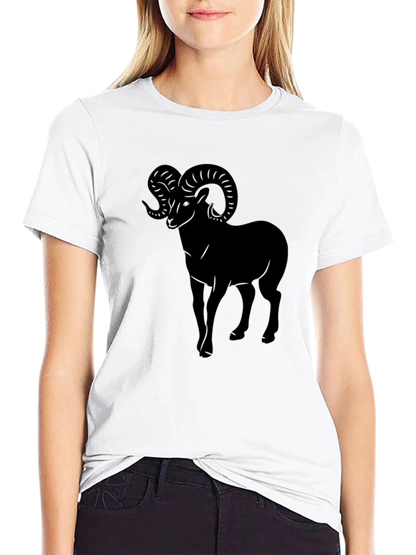 Mens Black T-Shirt with Ram Graphic