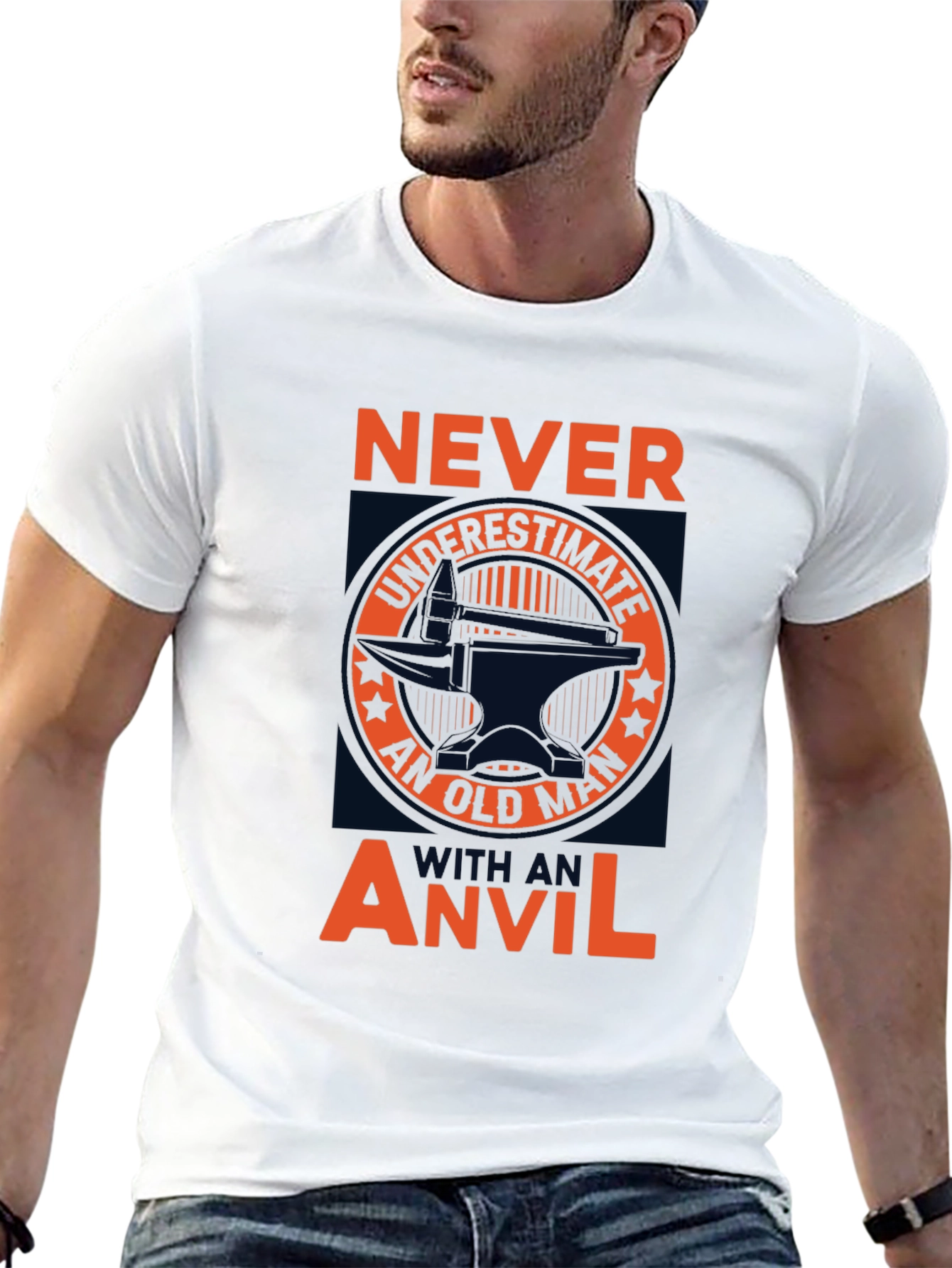 Never Underestimate Old Man Anvil T-Shirt