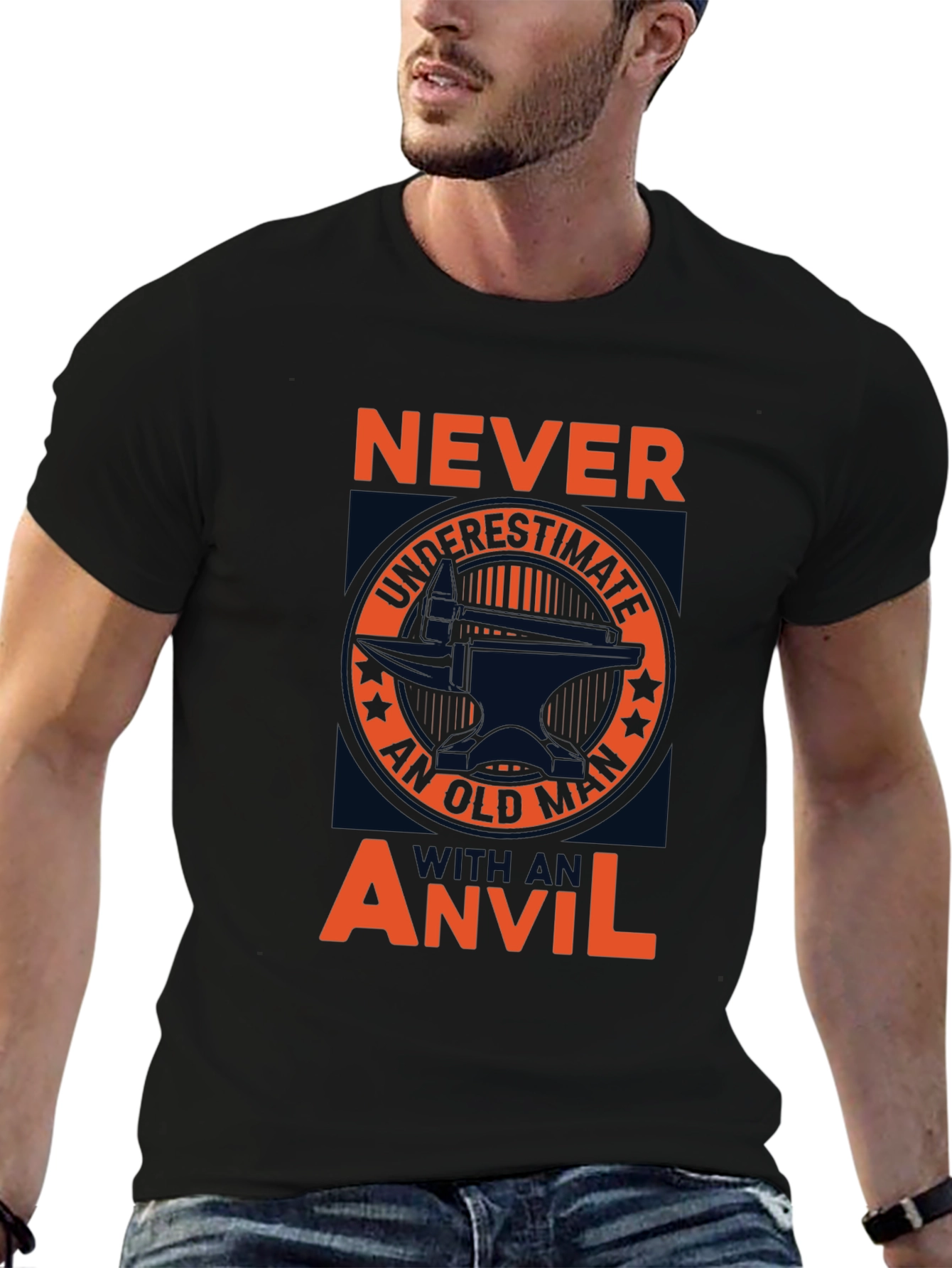Never Underestimate Old Man Anvil T-Shirt