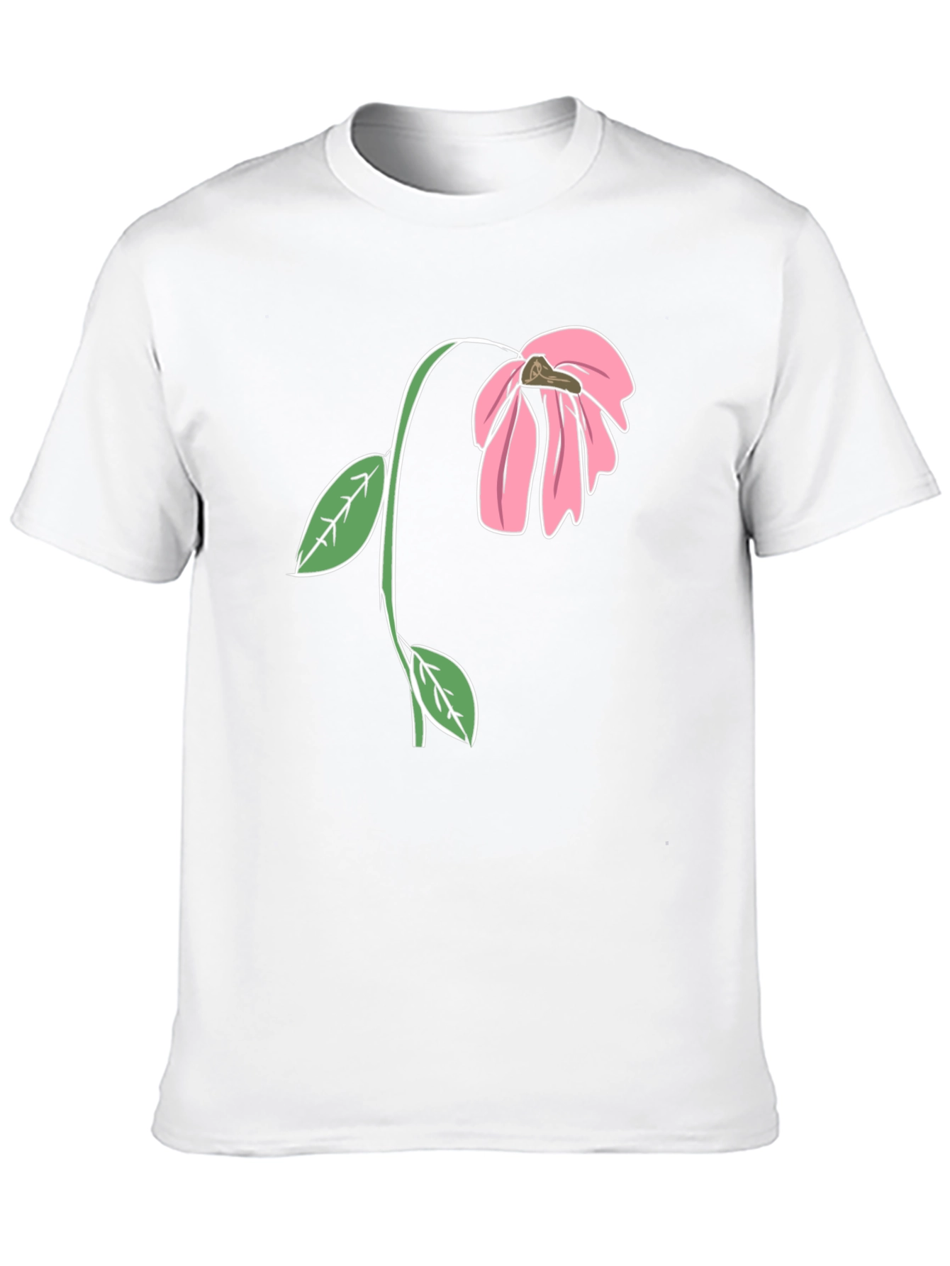 Black T-Shirt with Wilted Flower Graphic
