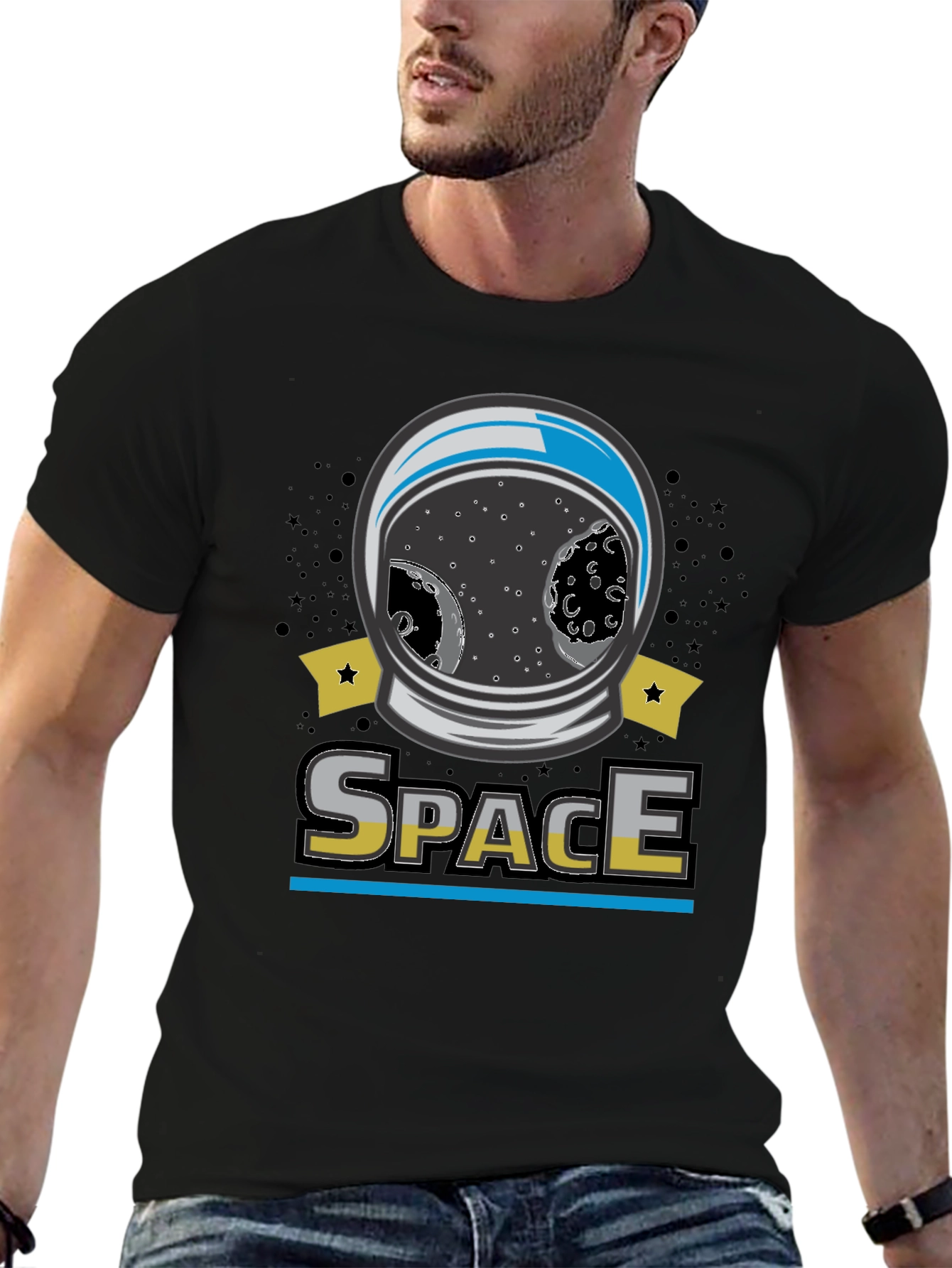 Space Helmet Graphic T-Shirt - Explore the Universe!
