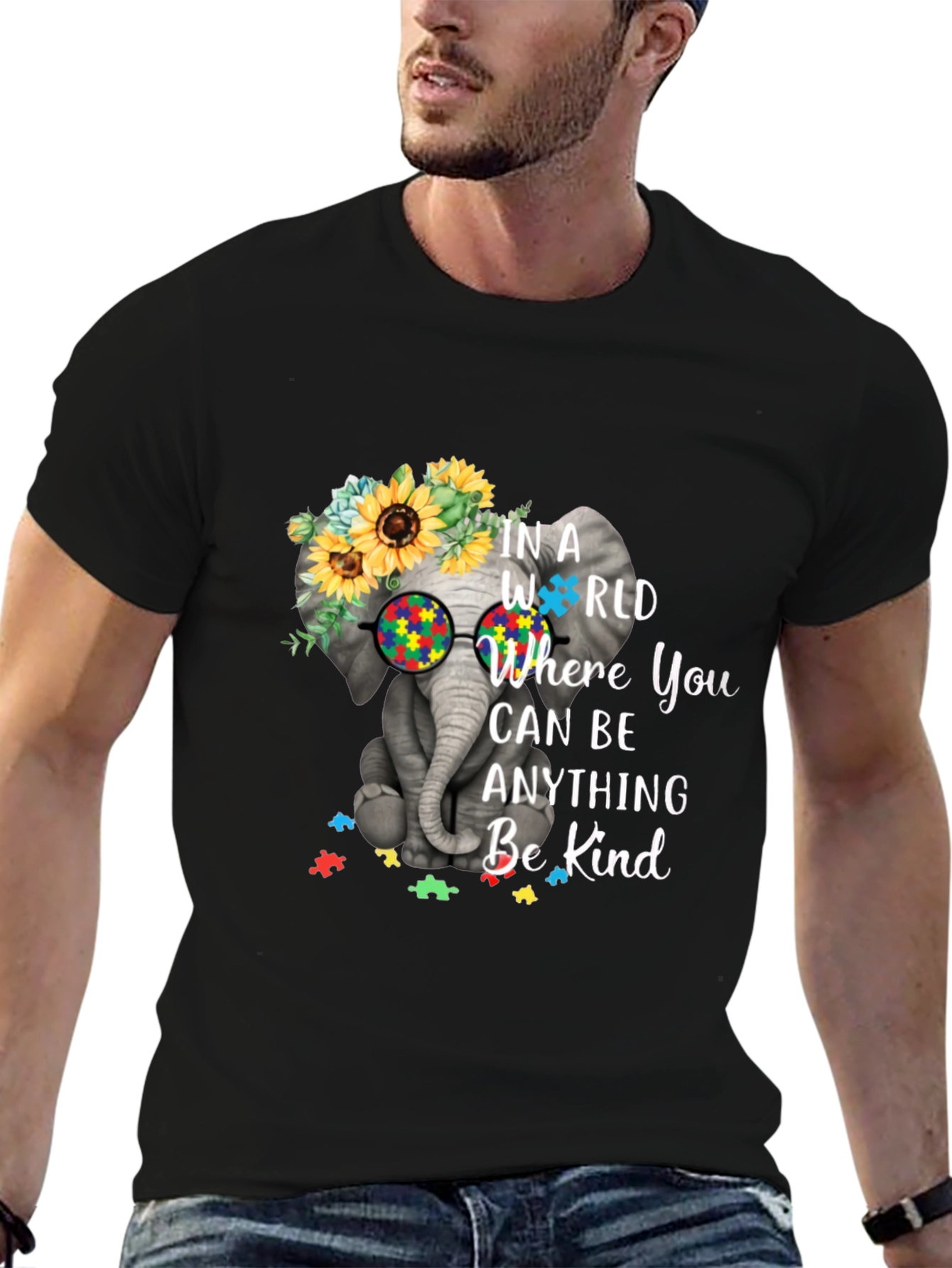 Elephant Autism Awareness T-Shirt Be Kind