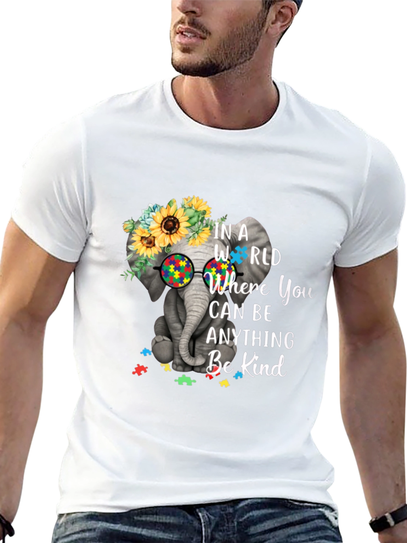 Elephant Autism Awareness T-Shirt Be Kind