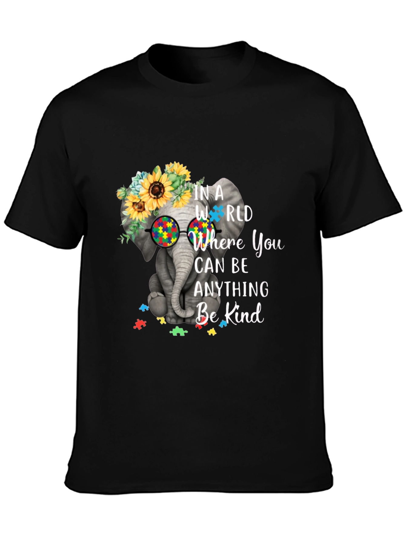Elephant Autism Awareness T-Shirt Be Kind