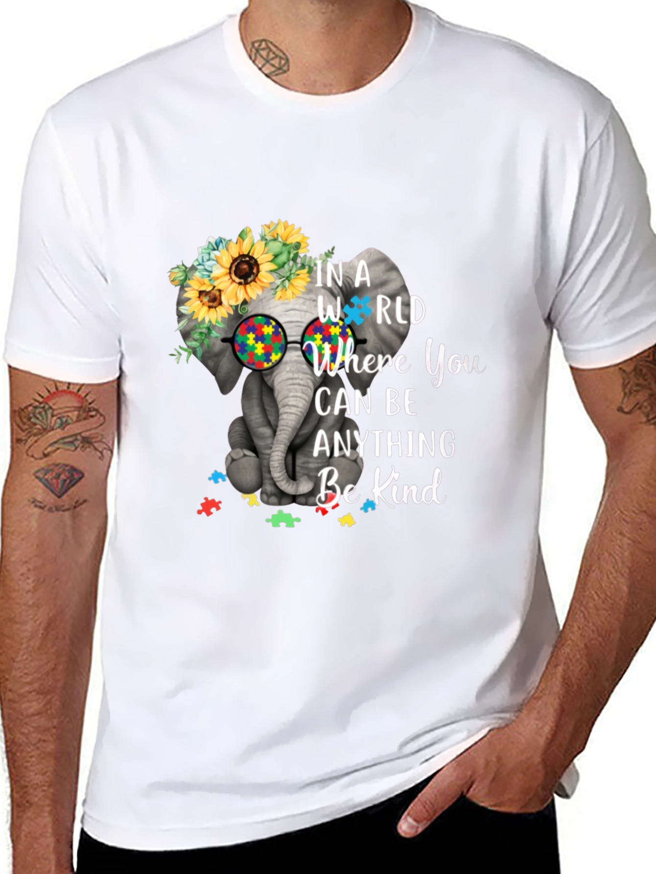 Elephant Autism Awareness T-Shirt Be Kind