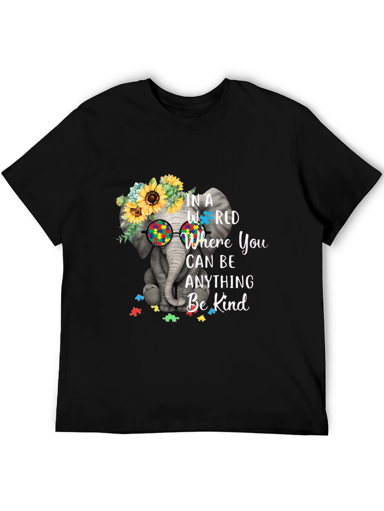 Elephant Autism Awareness T-Shirt Be Kind