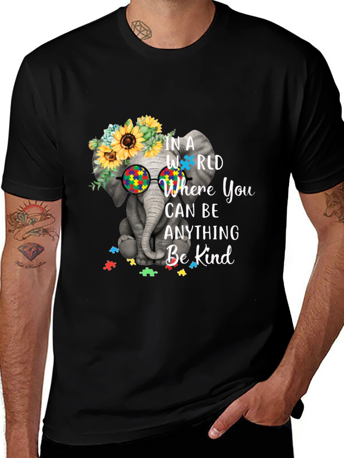 Elephant Autism Awareness T-Shirt Be Kind