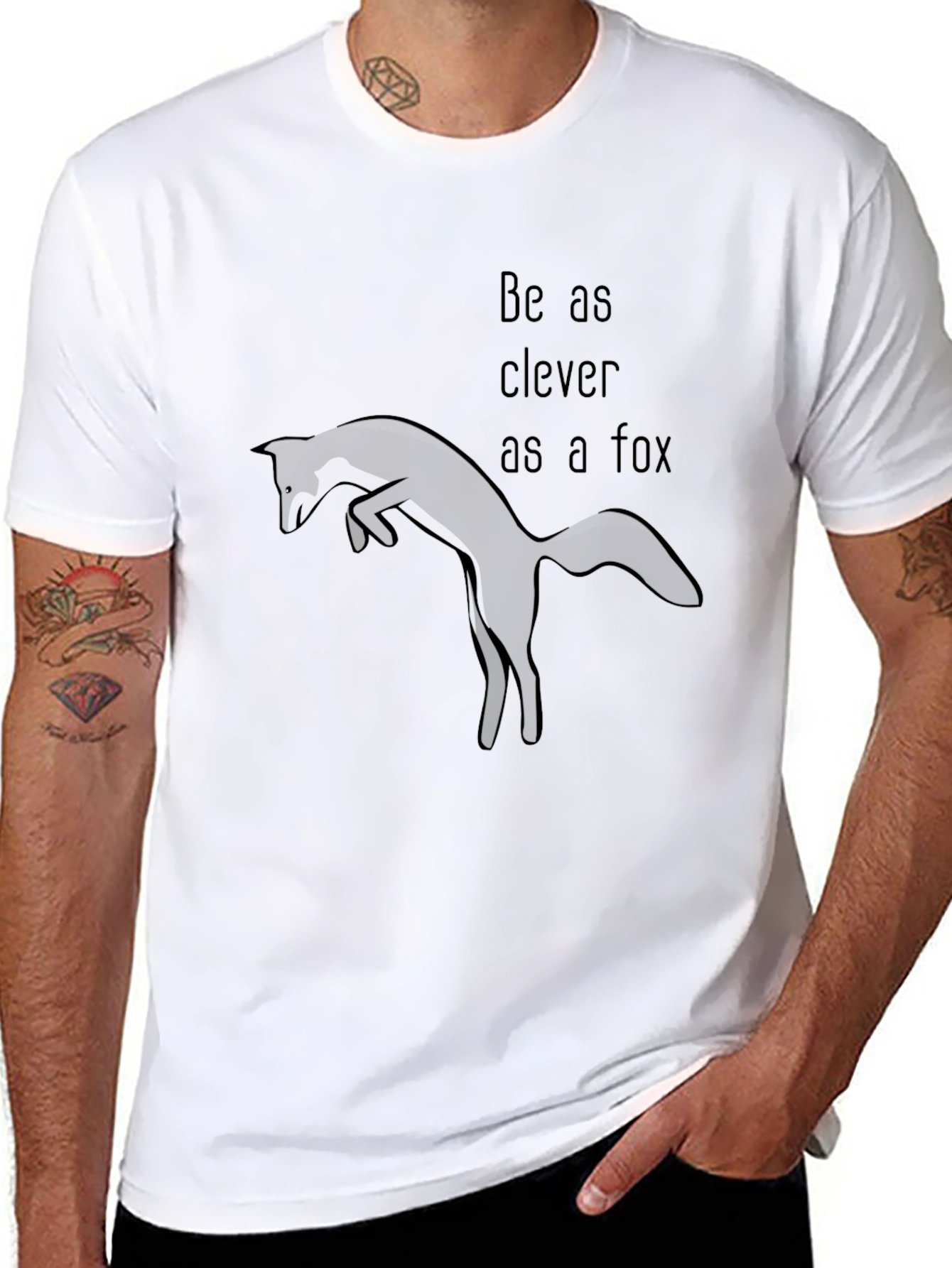 Clever Fox Graphic T-Shirt - Black Cotton Tee