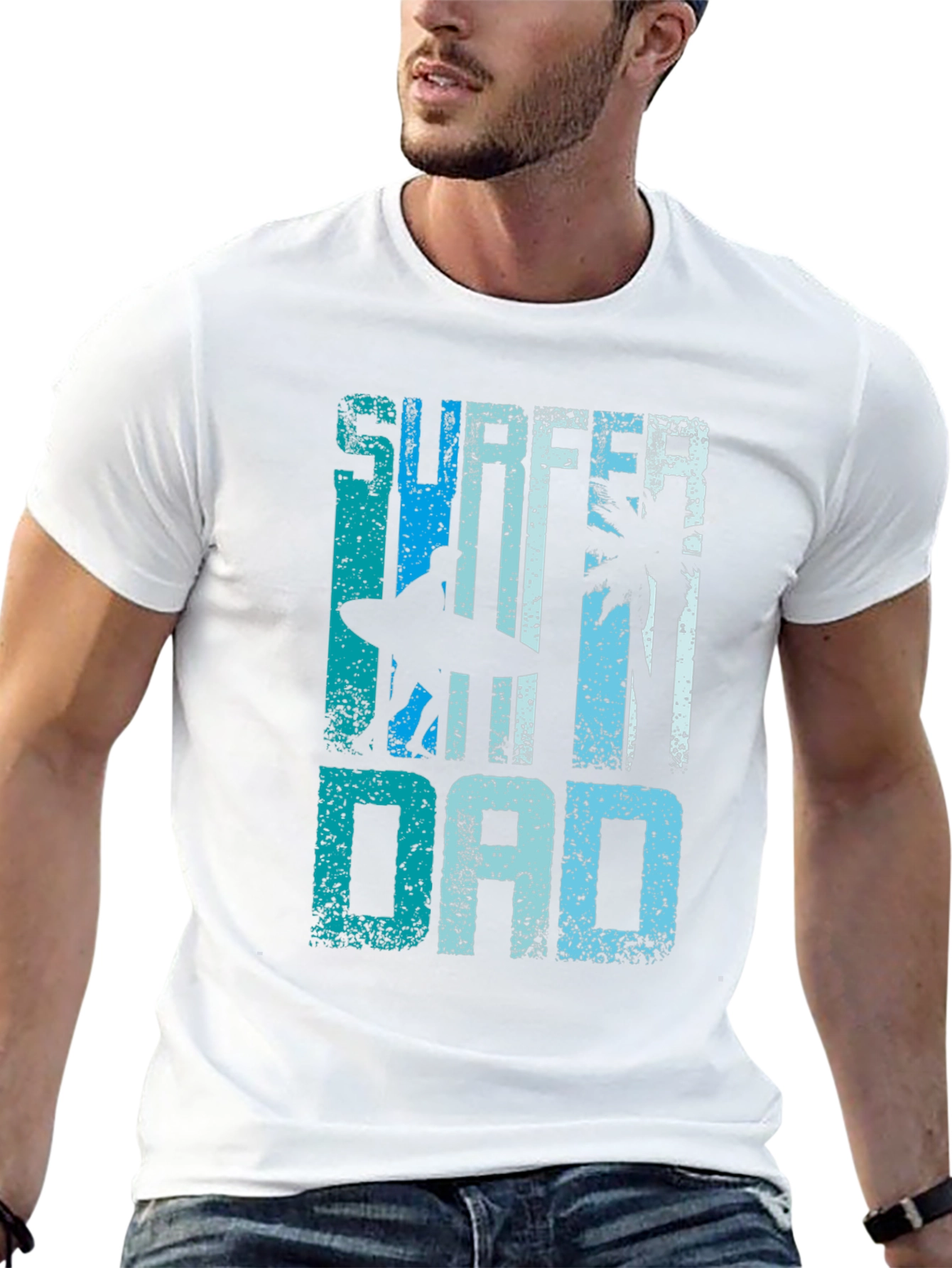 Surfer Dad Graphic Tee - Black Cotton T-Shirt