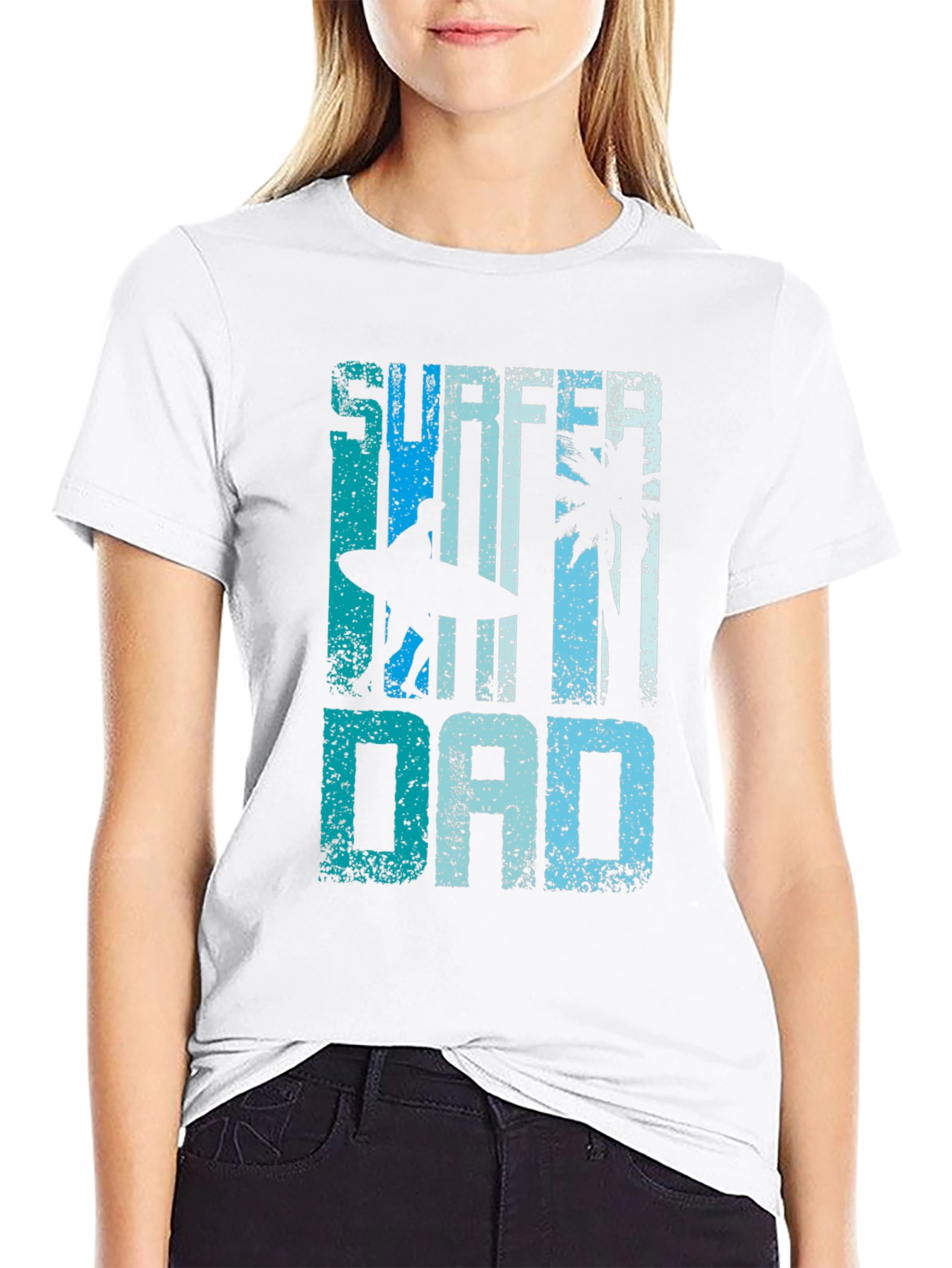Surfer Dad Graphic Tee - Black Cotton T-Shirt