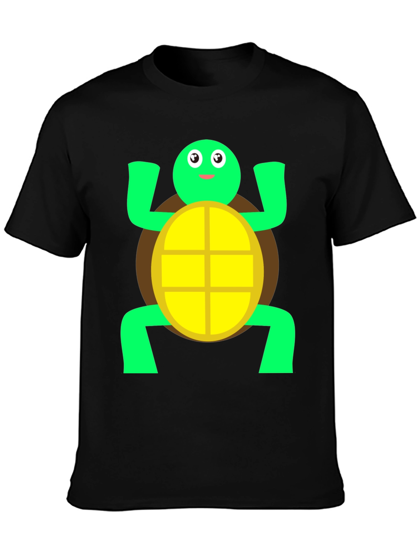Cute Turtle Graphic Tee - Black Cotton T-Shirt