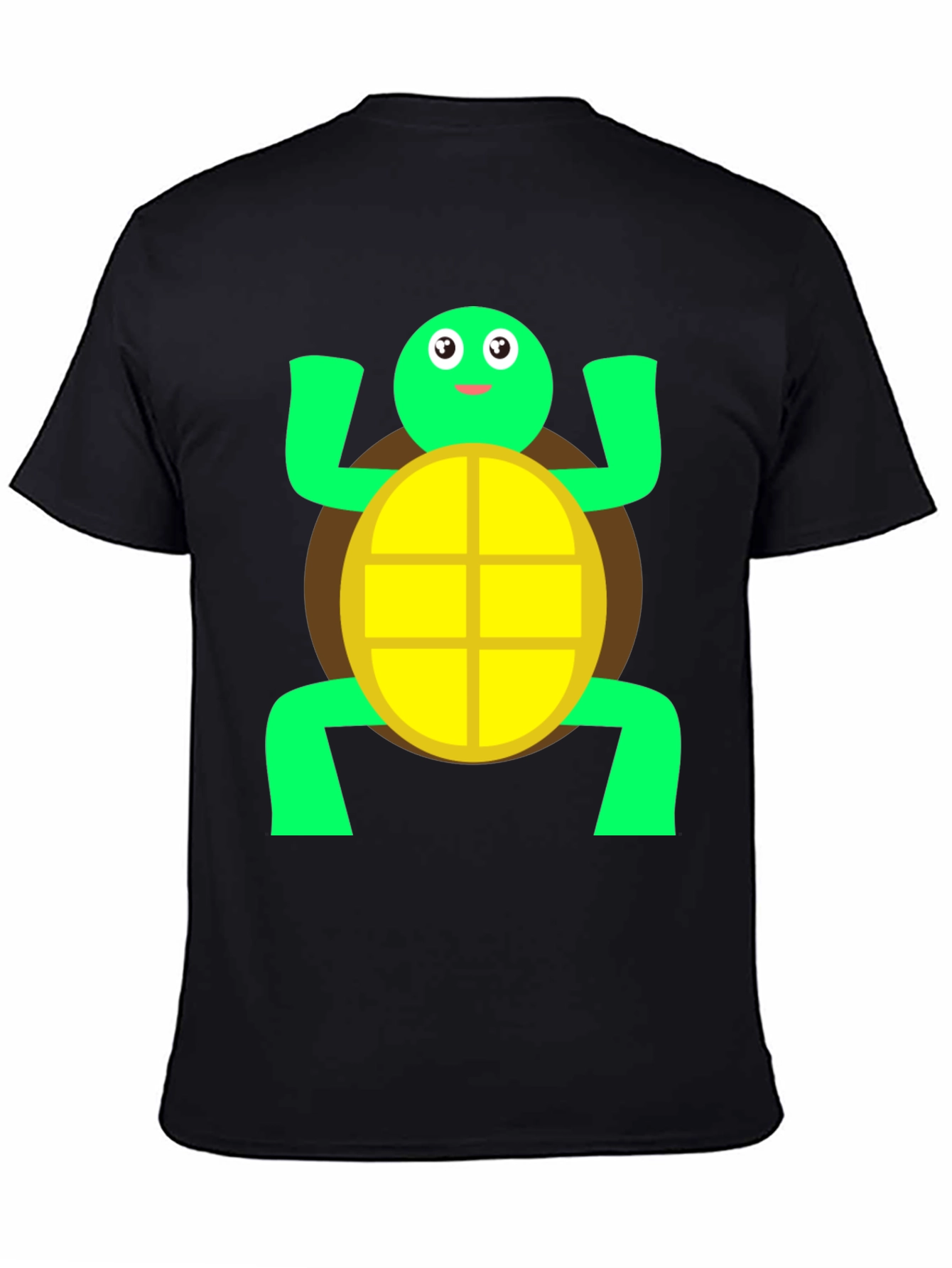 Cute Turtle Graphic Tee - Black Cotton T-Shirt