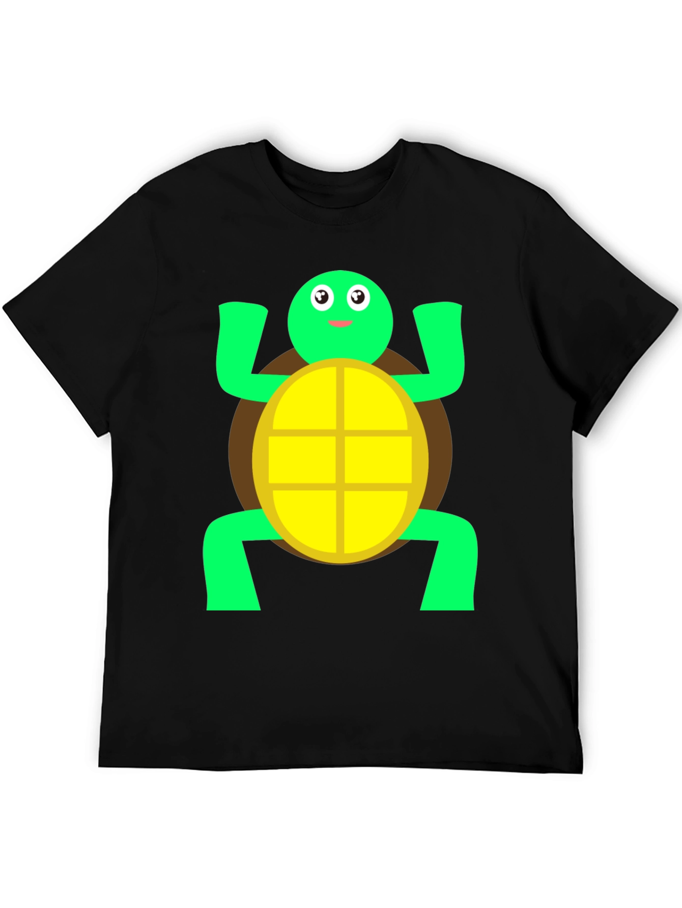 Cute Turtle Graphic Tee - Black Cotton T-Shirt