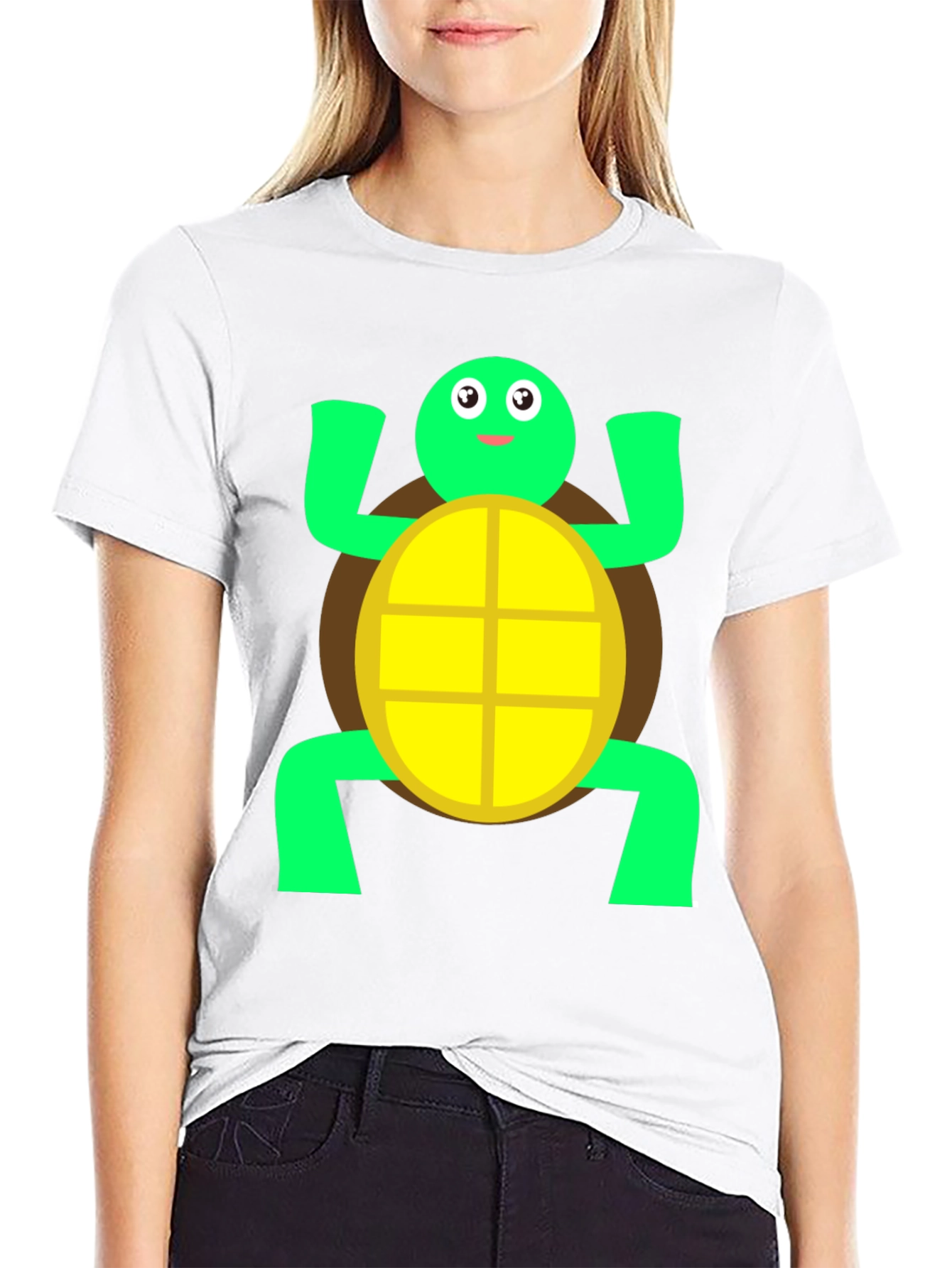 Cute Turtle Graphic Tee - Black Cotton T-Shirt