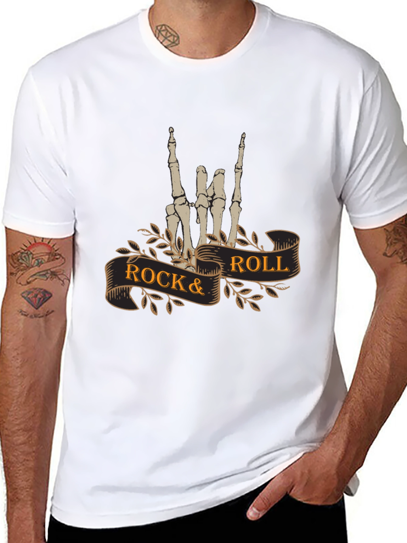 Rock & Roll Skeleton Hand T-Shirt - Black