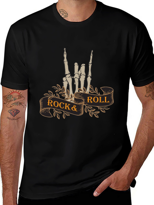 Rock & Roll Skeleton Hand T-Shirt - Black