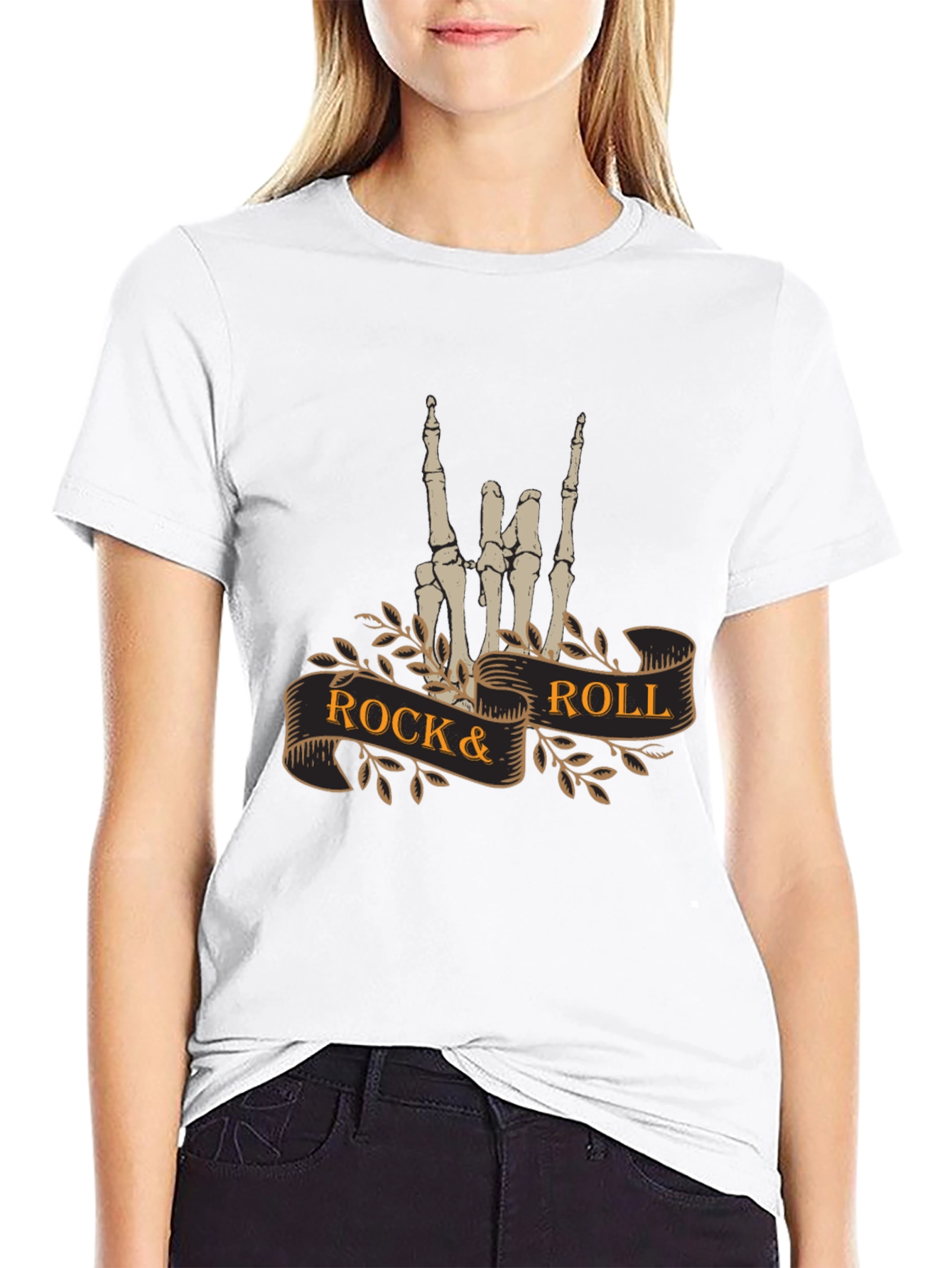 Rock & Roll Skeleton Hand T-Shirt - Black