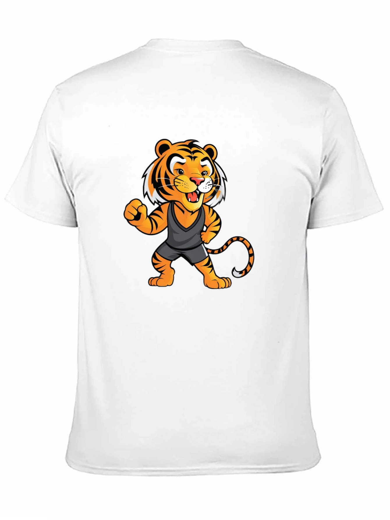 Cartoon Tiger Graphic Tee - Black Unisex T-Shirt