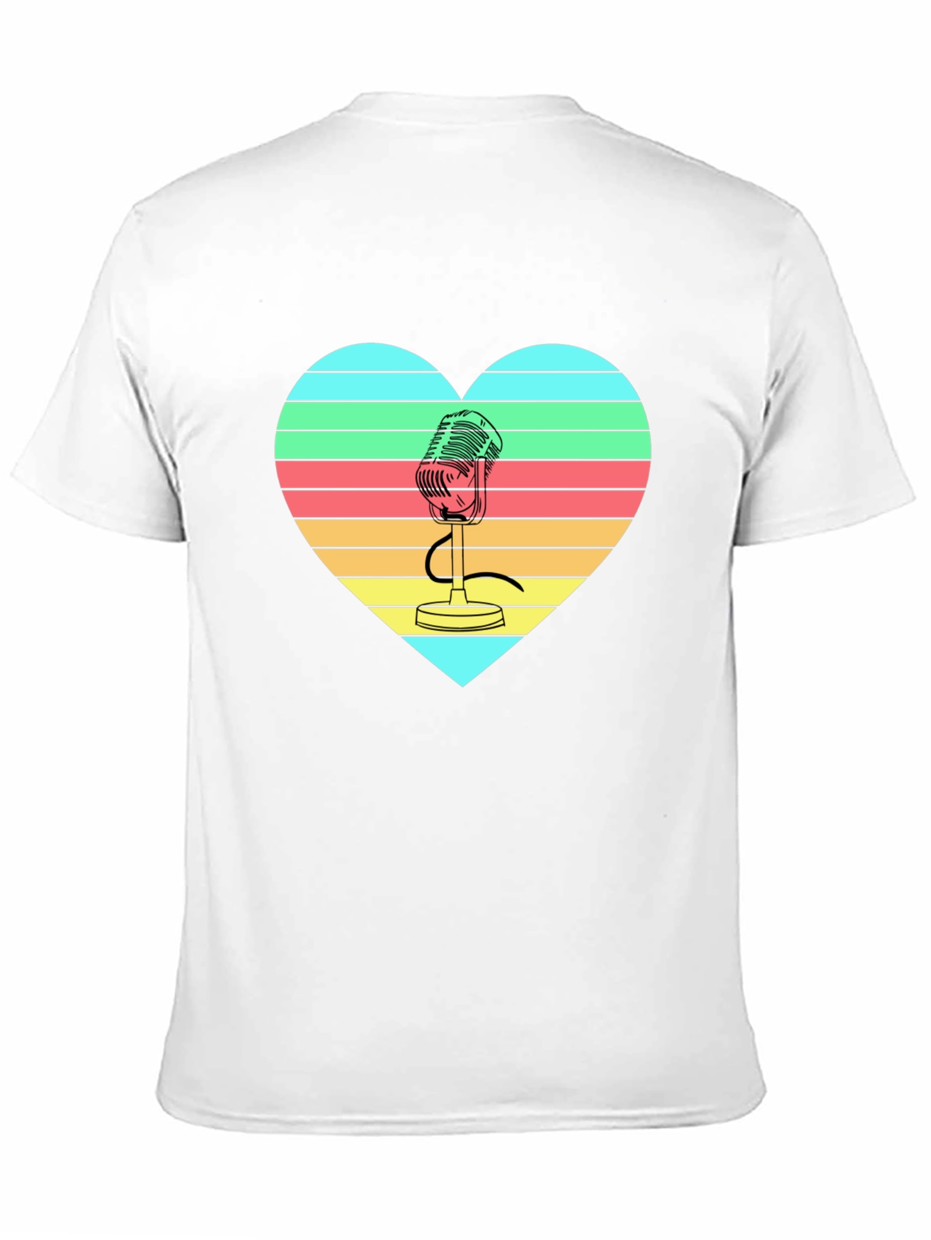 Retro Microphone Heart Graphic T-Shirt