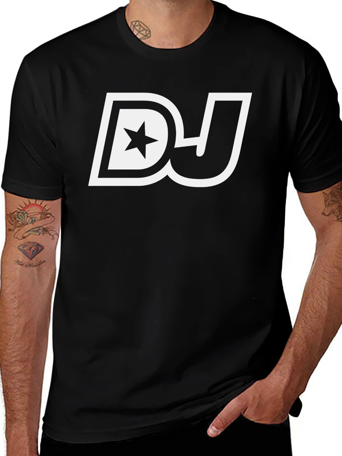 DJ Star Graphic Tee - Black Cotton T-Shirt