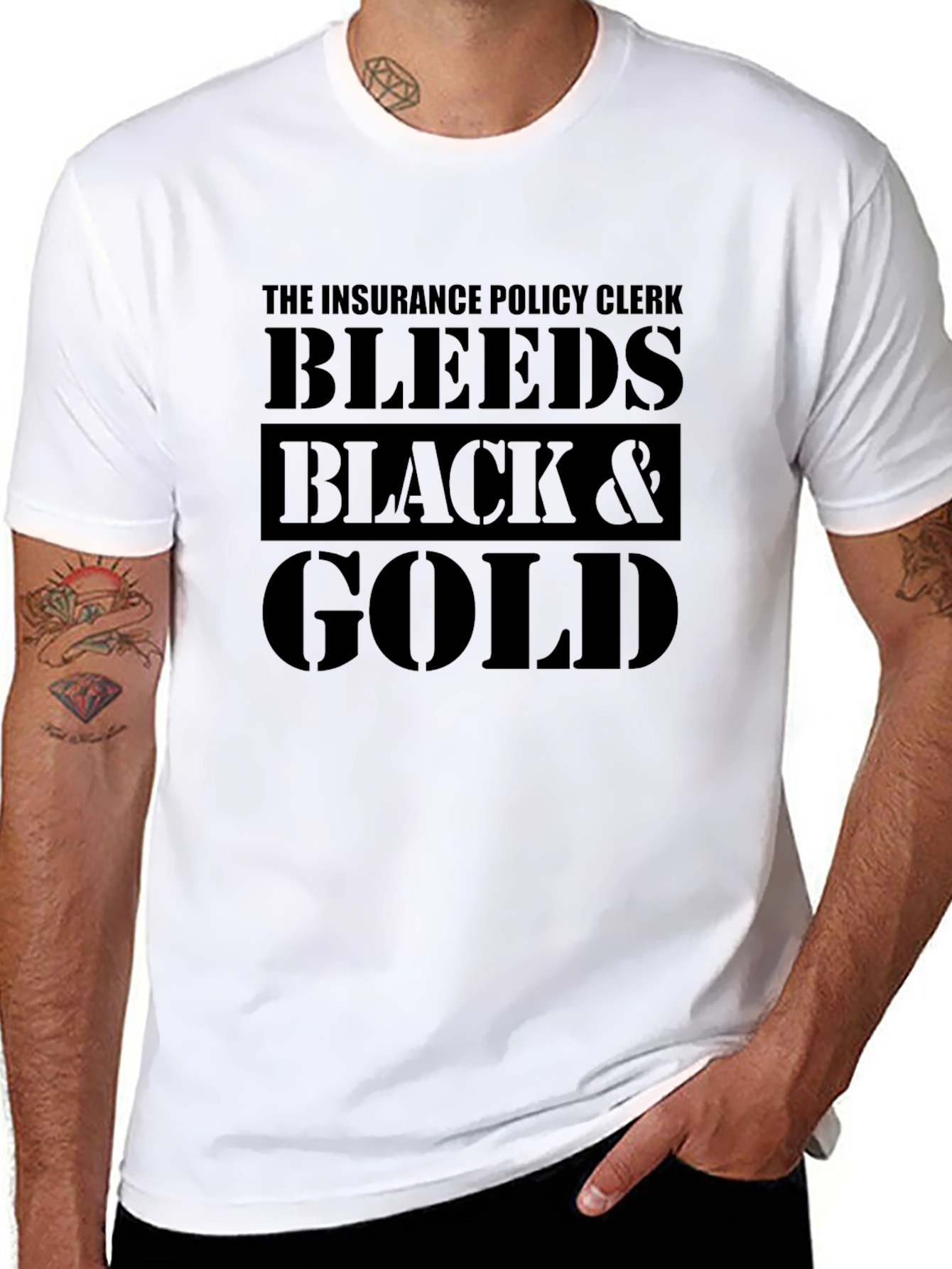 Insurance Policy Clerk Black & Gold Graphic Tee