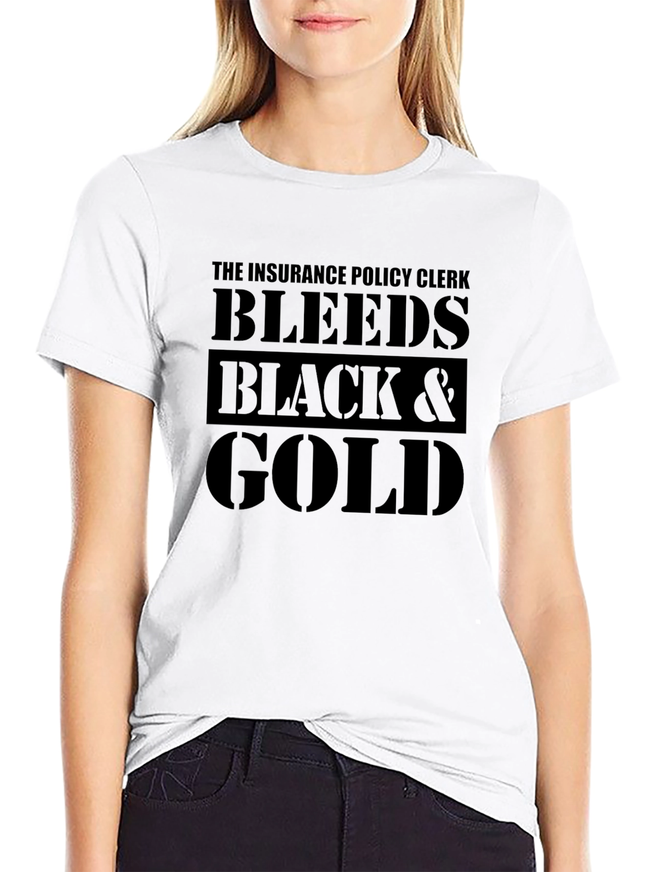 Insurance Policy Clerk Black & Gold Graphic Tee