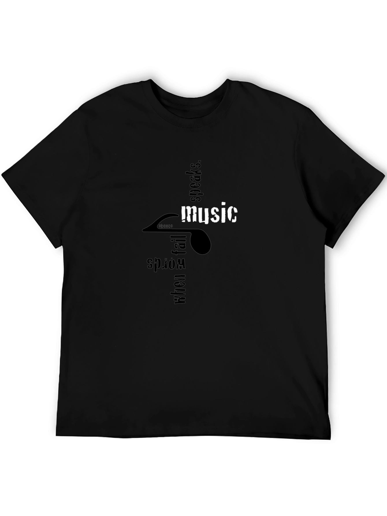 Music Speaks Graphic T-Shirt - Black Relaxed Fit