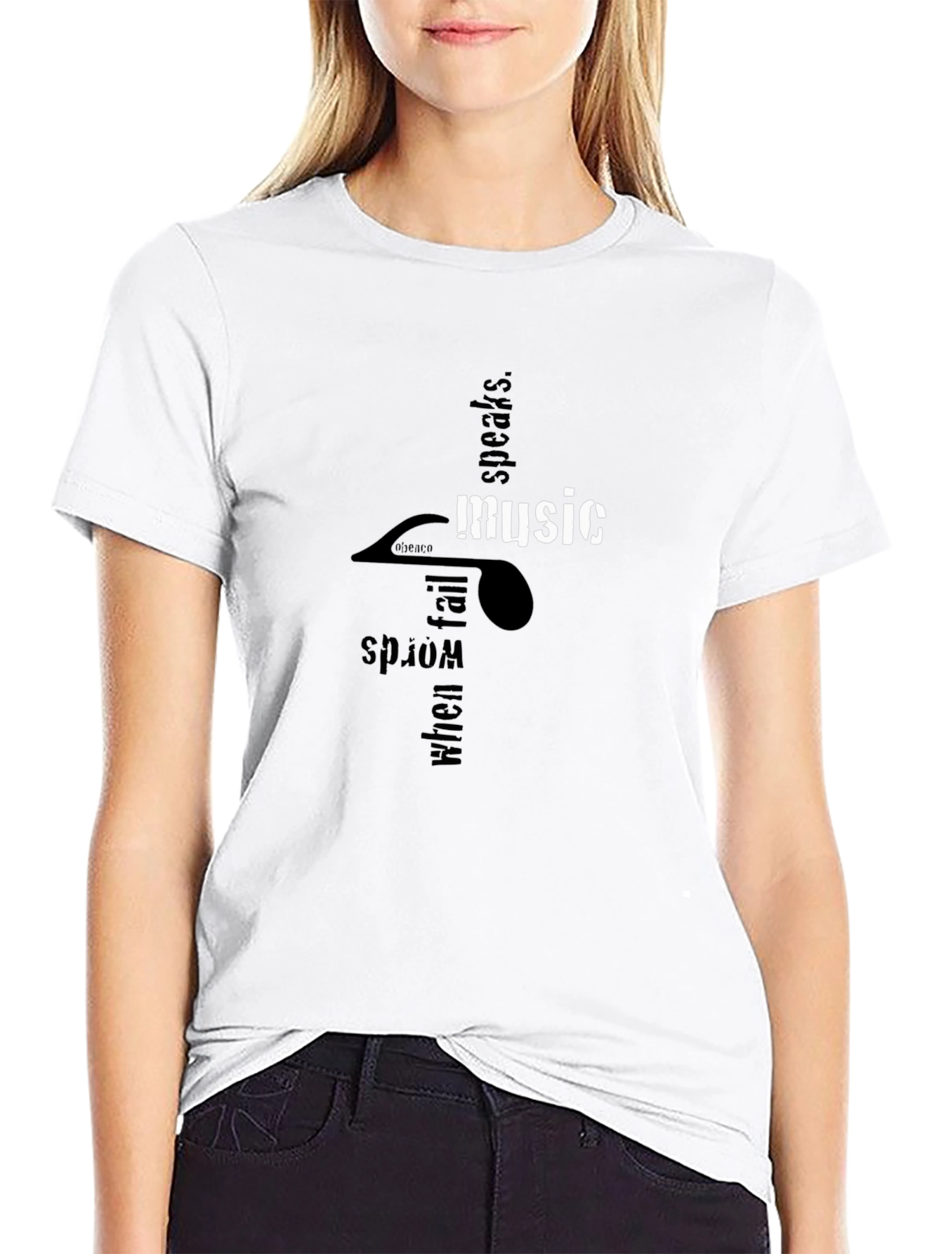 Music Speaks Graphic T-Shirt - Black Relaxed Fit
