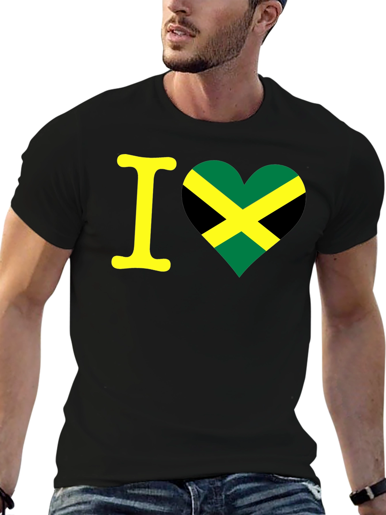 I Love Jamaica T-Shirt - Black Crew Neck Tee