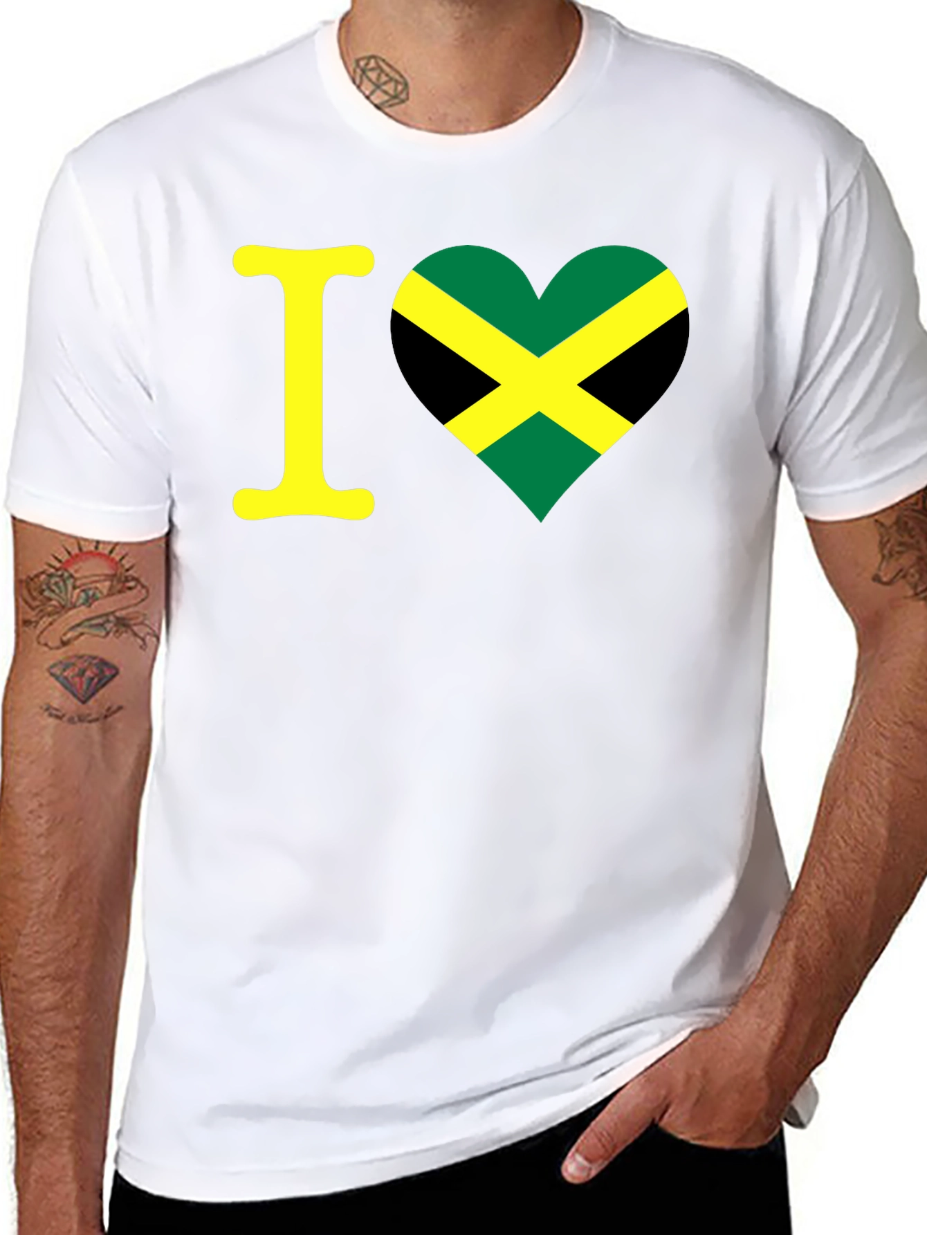 I Love Jamaica T-Shirt - Black Crew Neck Tee