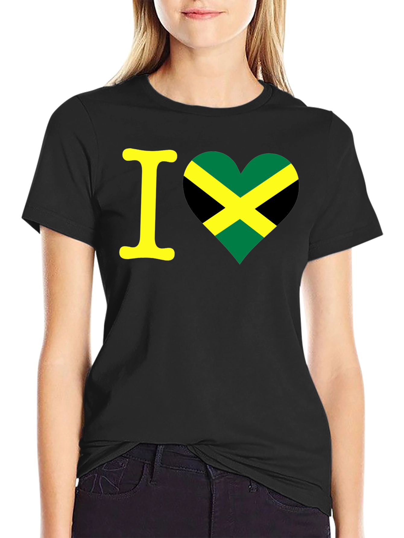 I Love Jamaica T-Shirt - Black Crew Neck Tee