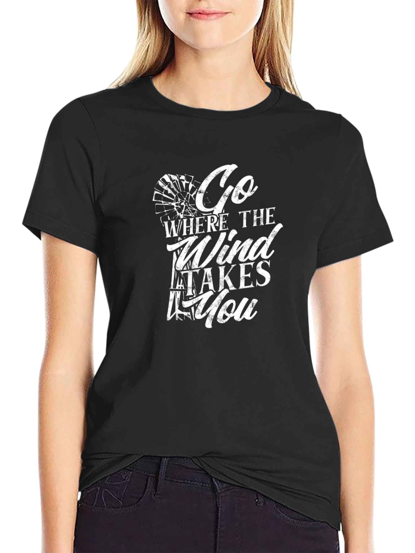 Go Where the Wind Takes You Black T-Shirt