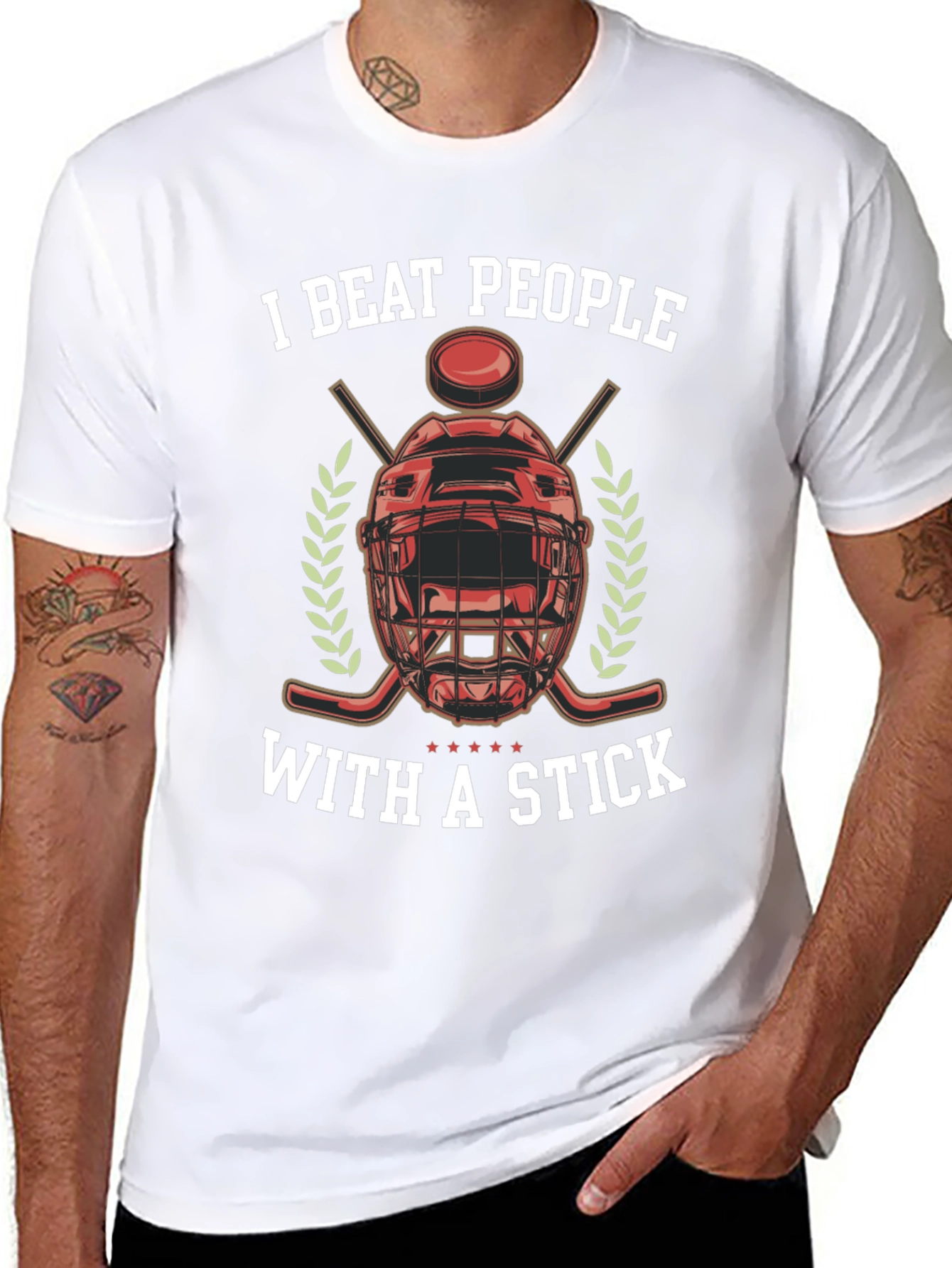 I Beat People With a Stick Hockey T-Shirt