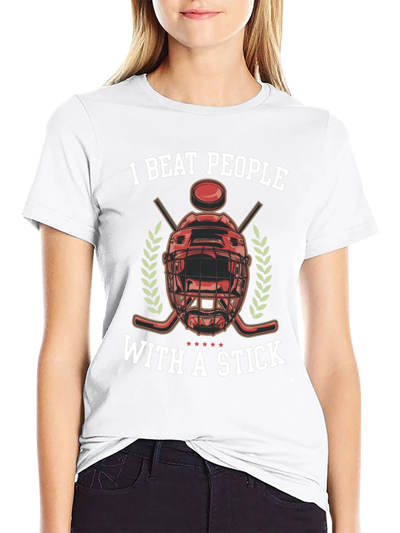 I Beat People With a Stick Hockey T-Shirt