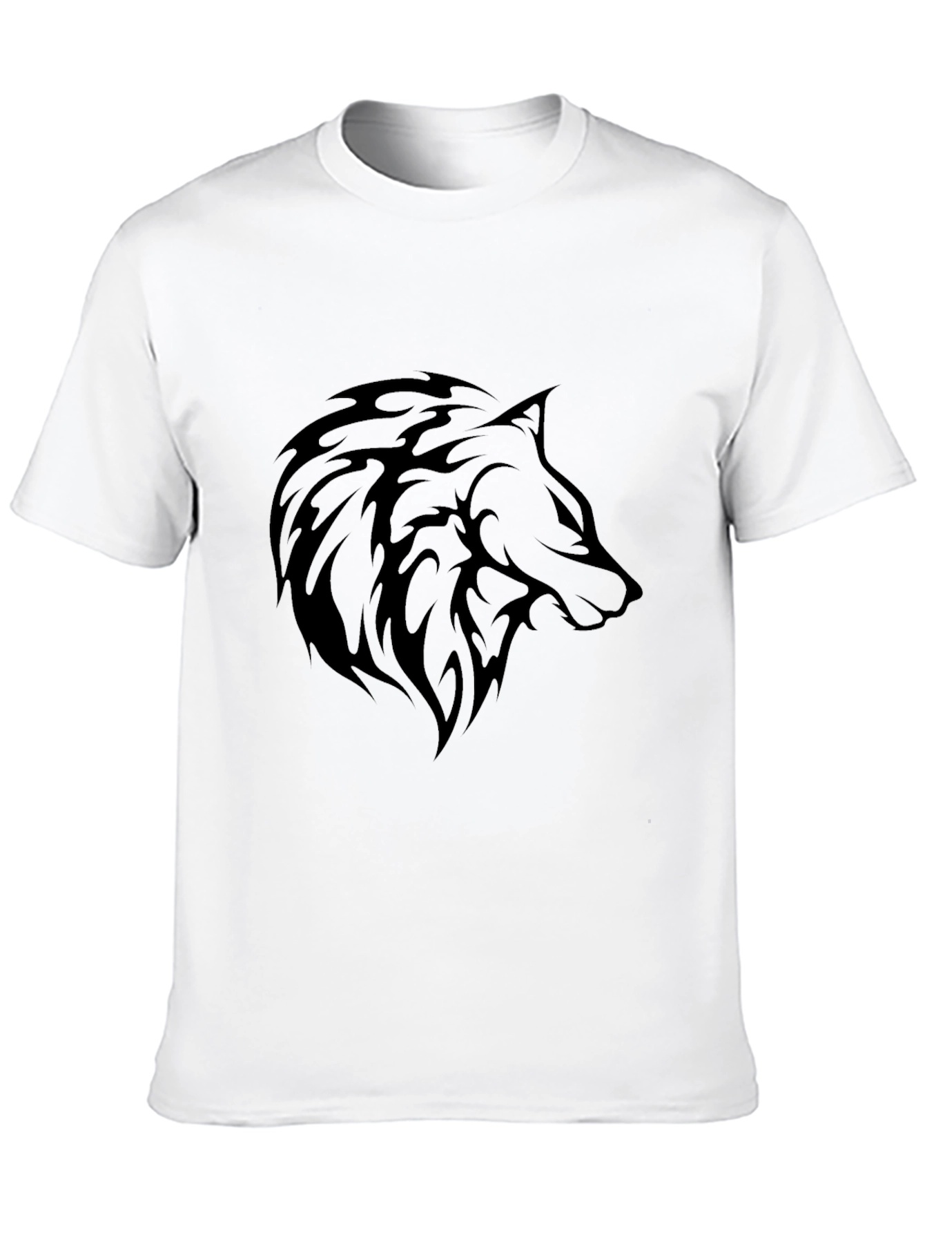 Mens Black T-Shirt - Wolf Tribal Design