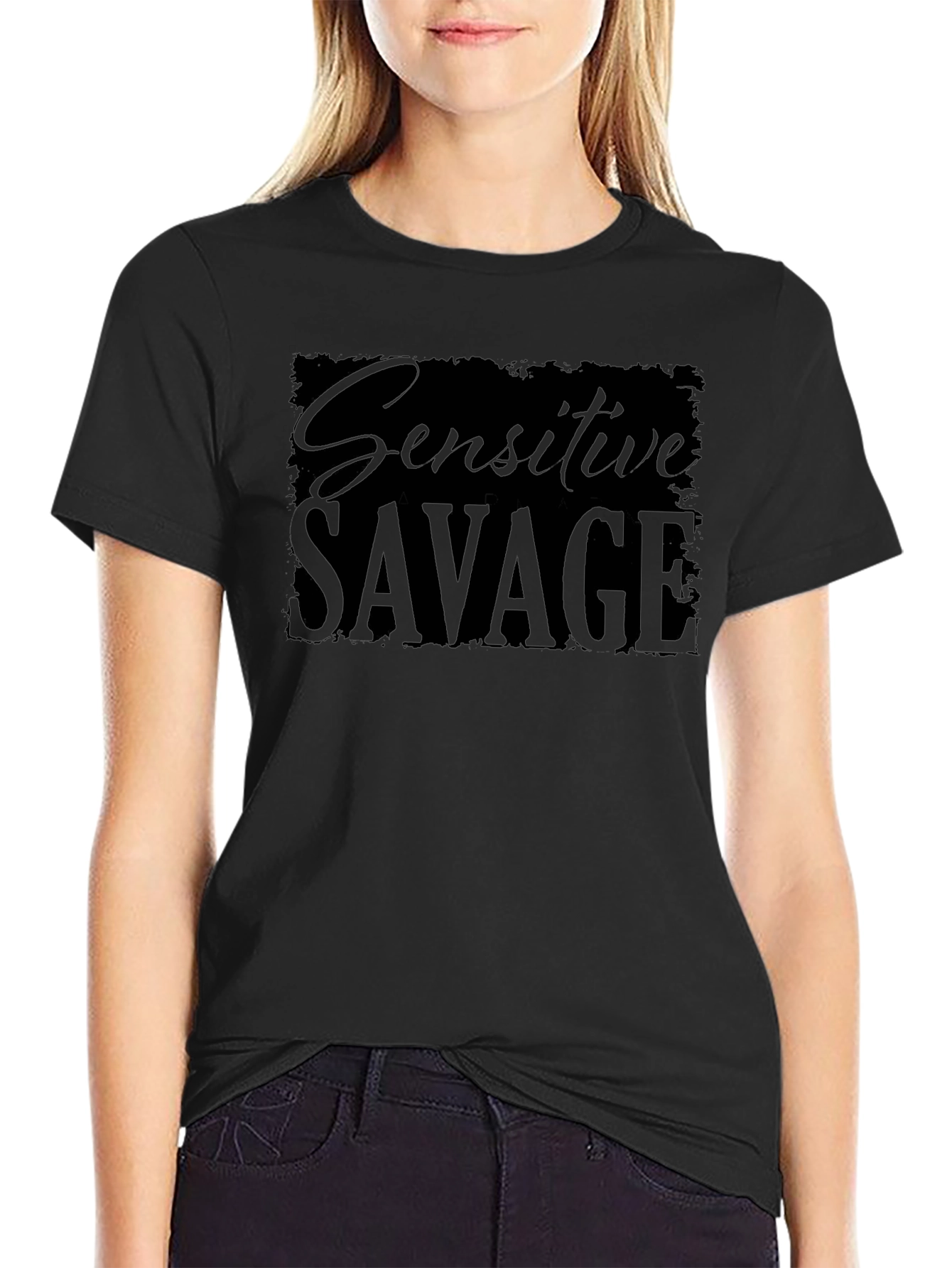 Sensitive Savage Graphic T-Shirt - Black