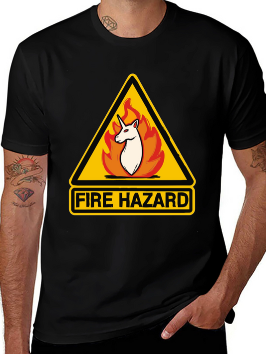 Fire Hazard Unicorn Graphic Tee - Black Cotton T-Shirt