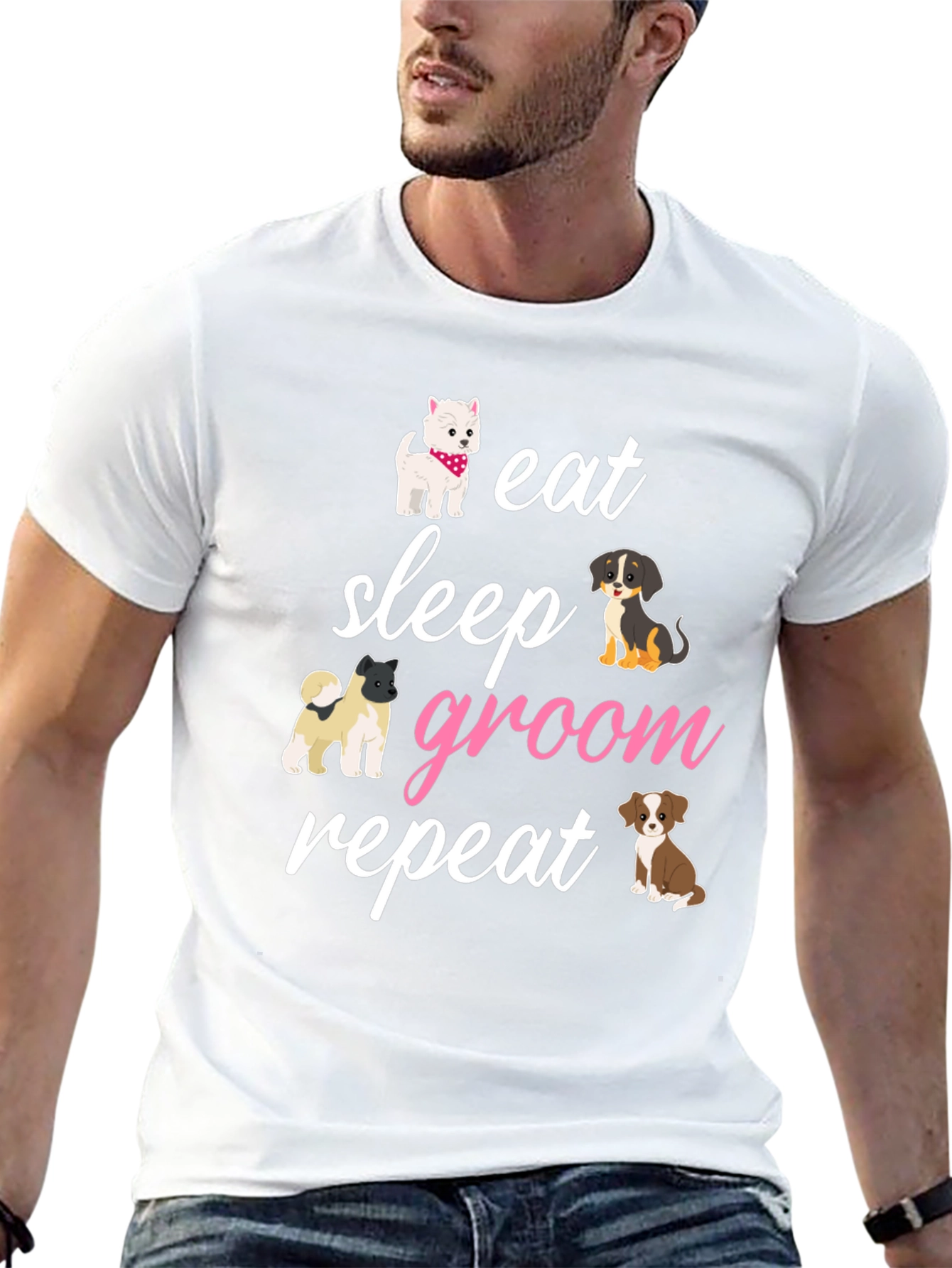 Eat Sleep Groom Repeat Dog Lover T-Shirt