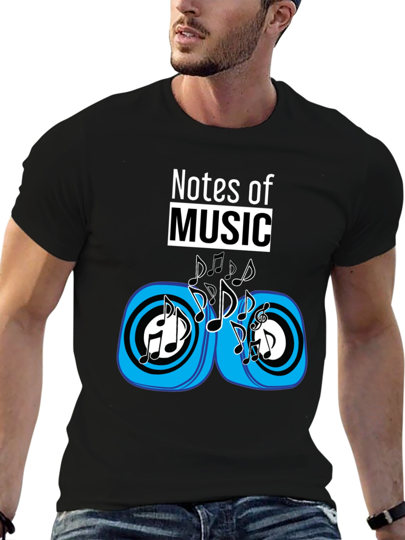 Notes of Music Black Graphic Tee