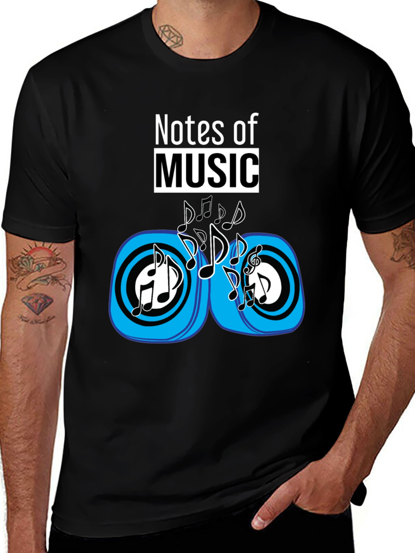 Notes of Music Black Graphic Tee