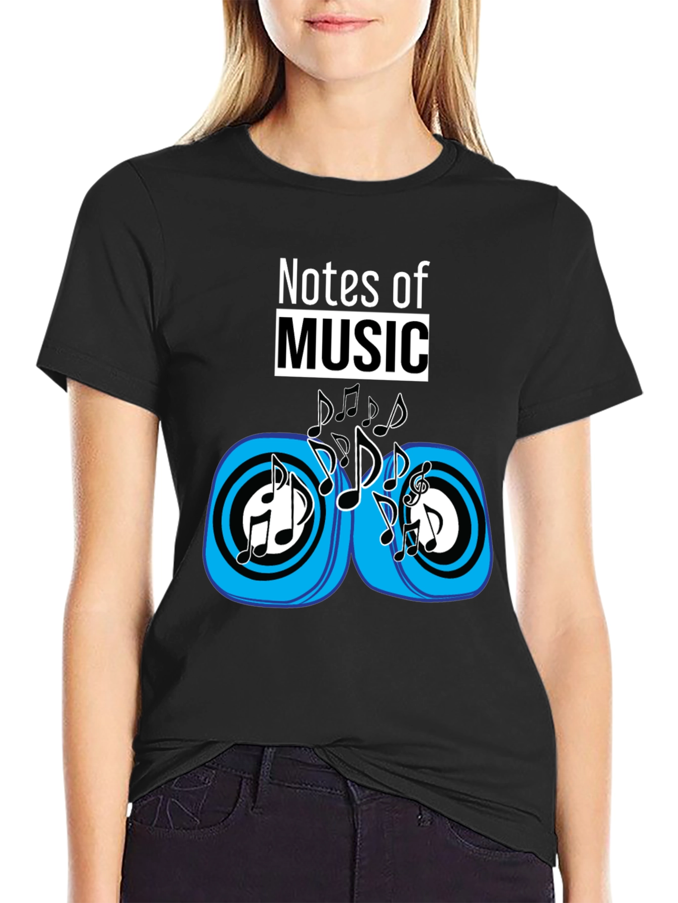 Notes of Music Black Graphic Tee