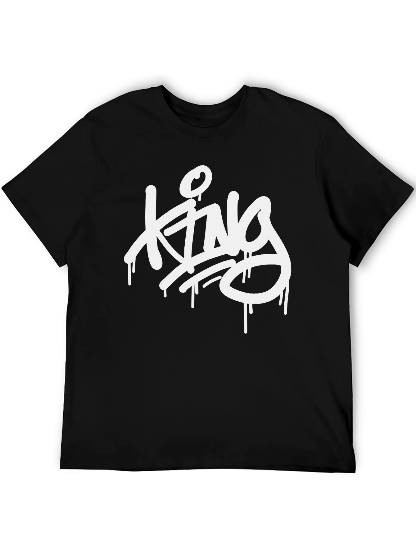 King Drip Graphic Tee - Black Crew Neck Casual