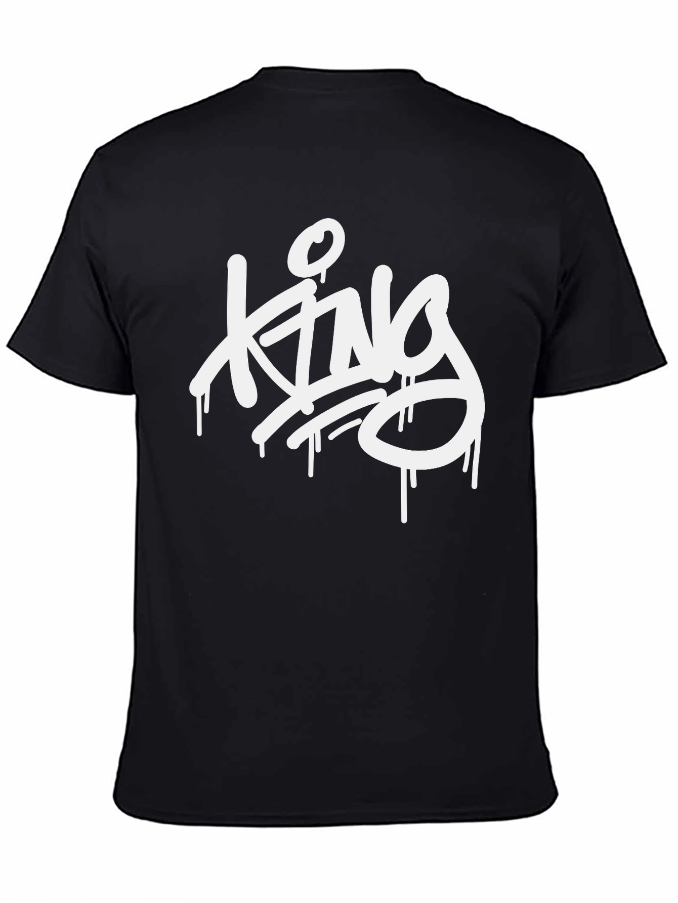 King Drip Graphic Tee - Black Crew Neck Casual