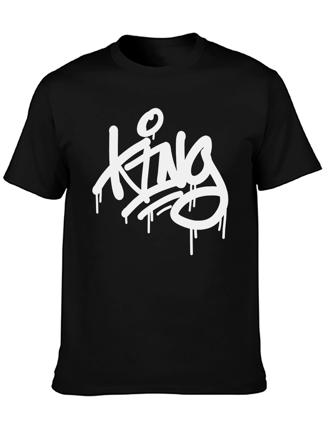 King Drip Graphic Tee - Black Crew Neck Casual