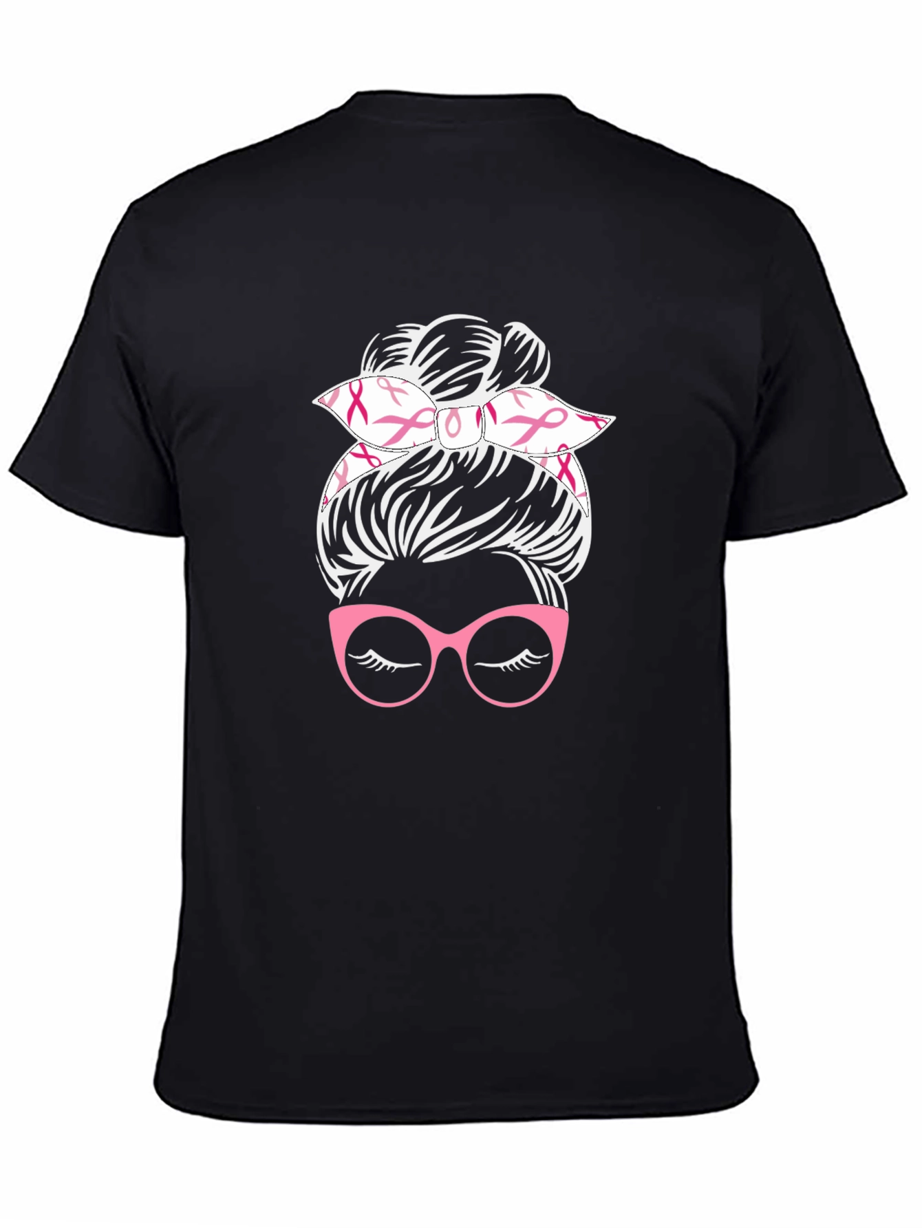 Messy Bun Breast Cancer Awareness T-Shirt