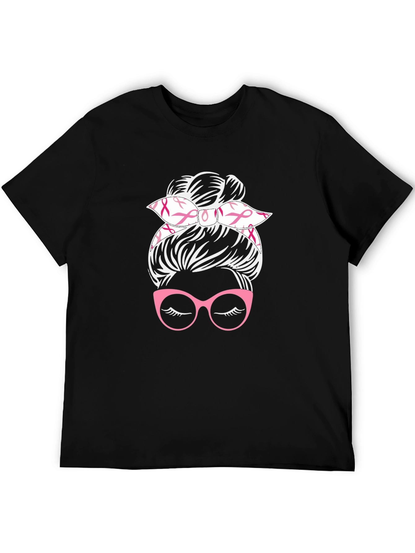 Messy Bun Breast Cancer Awareness T-Shirt