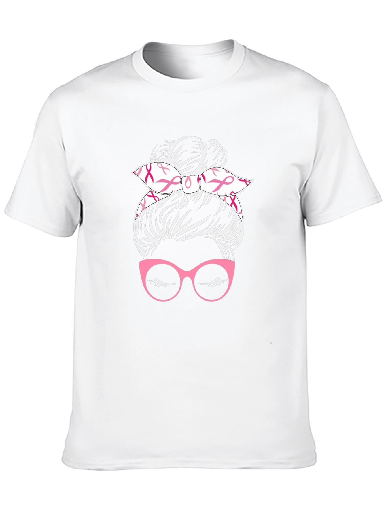 Messy Bun Breast Cancer Awareness T-Shirt