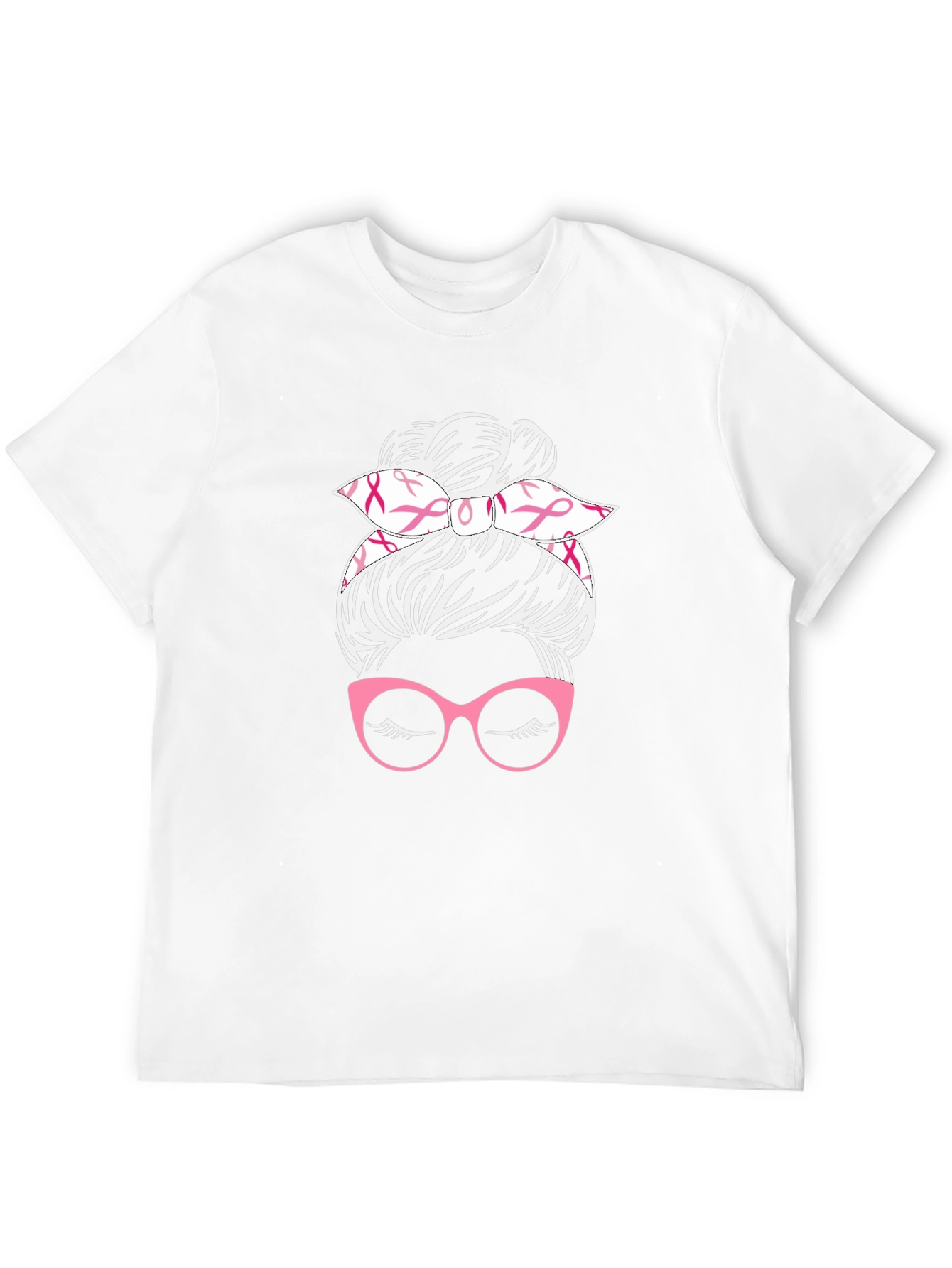 Messy Bun Breast Cancer Awareness T-Shirt