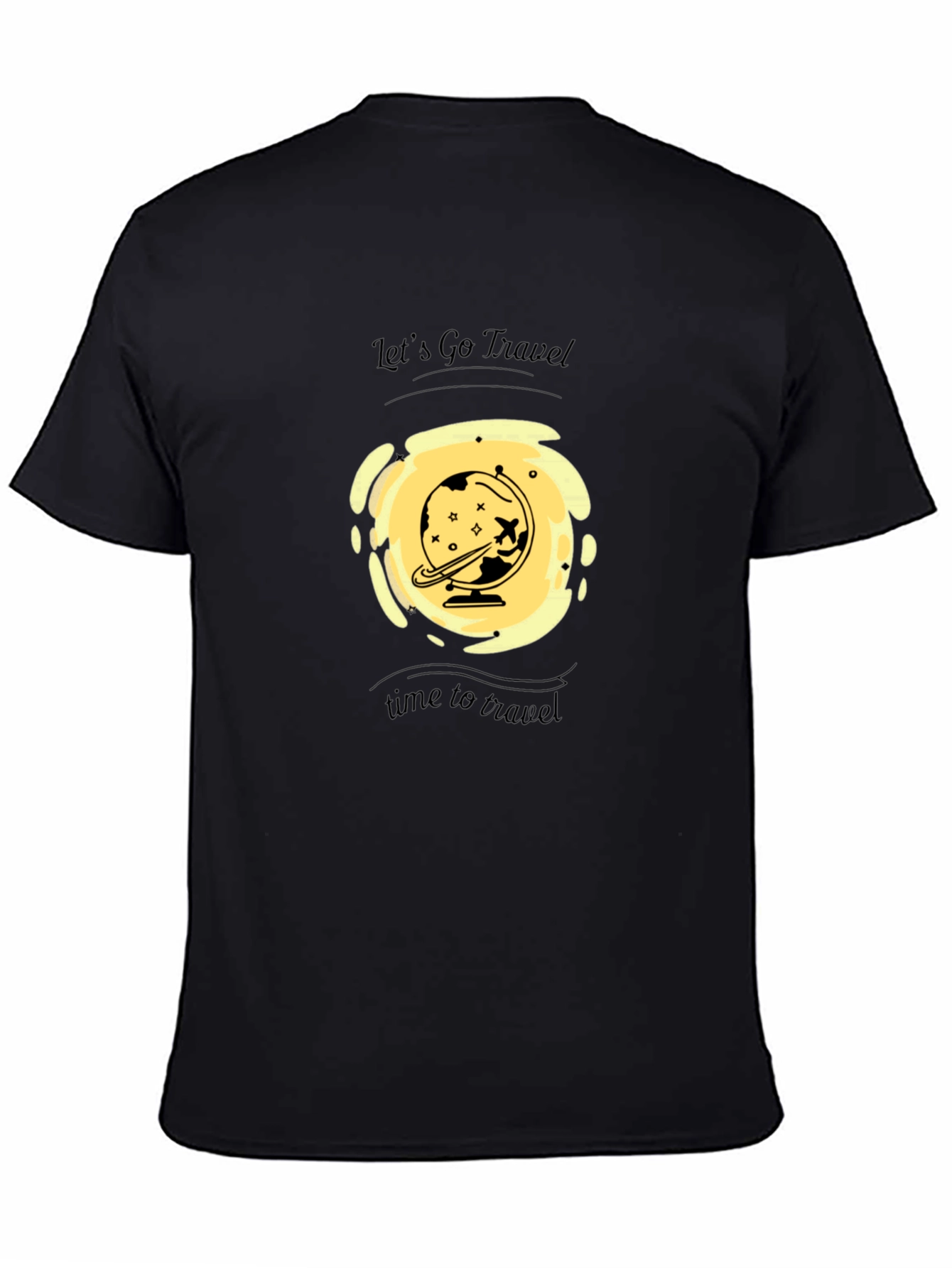 Mens Black Travel Graphic T-Shirt
