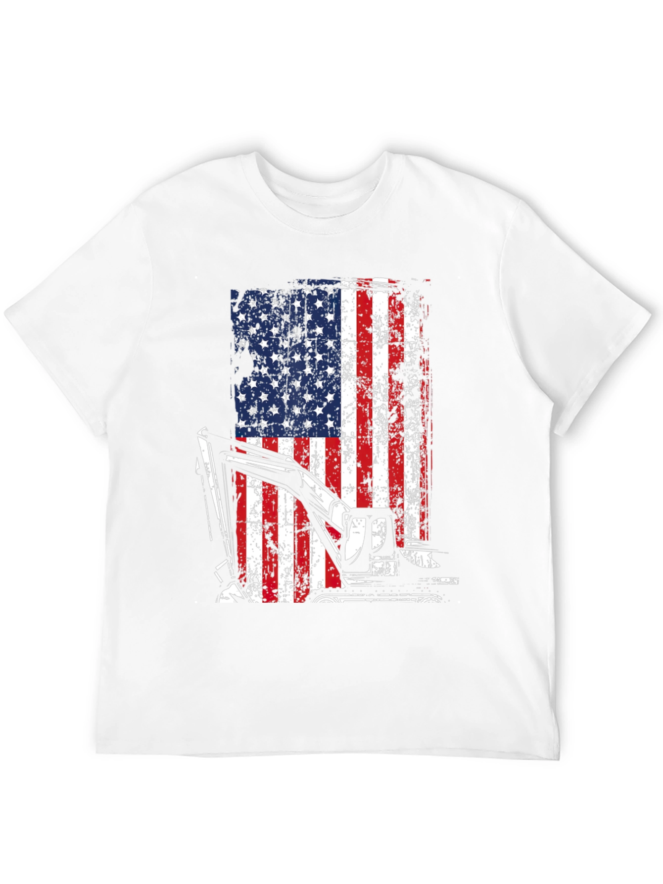 Patriotic Excavator T-Shirt - USA Flag Graphic Tee